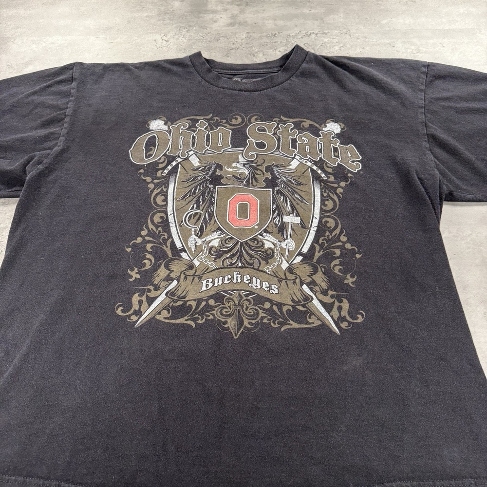 Ohio State Buckeyes Emo Goth Shirt Adult XL Black Faded Cyber Phoenix Grunge‎